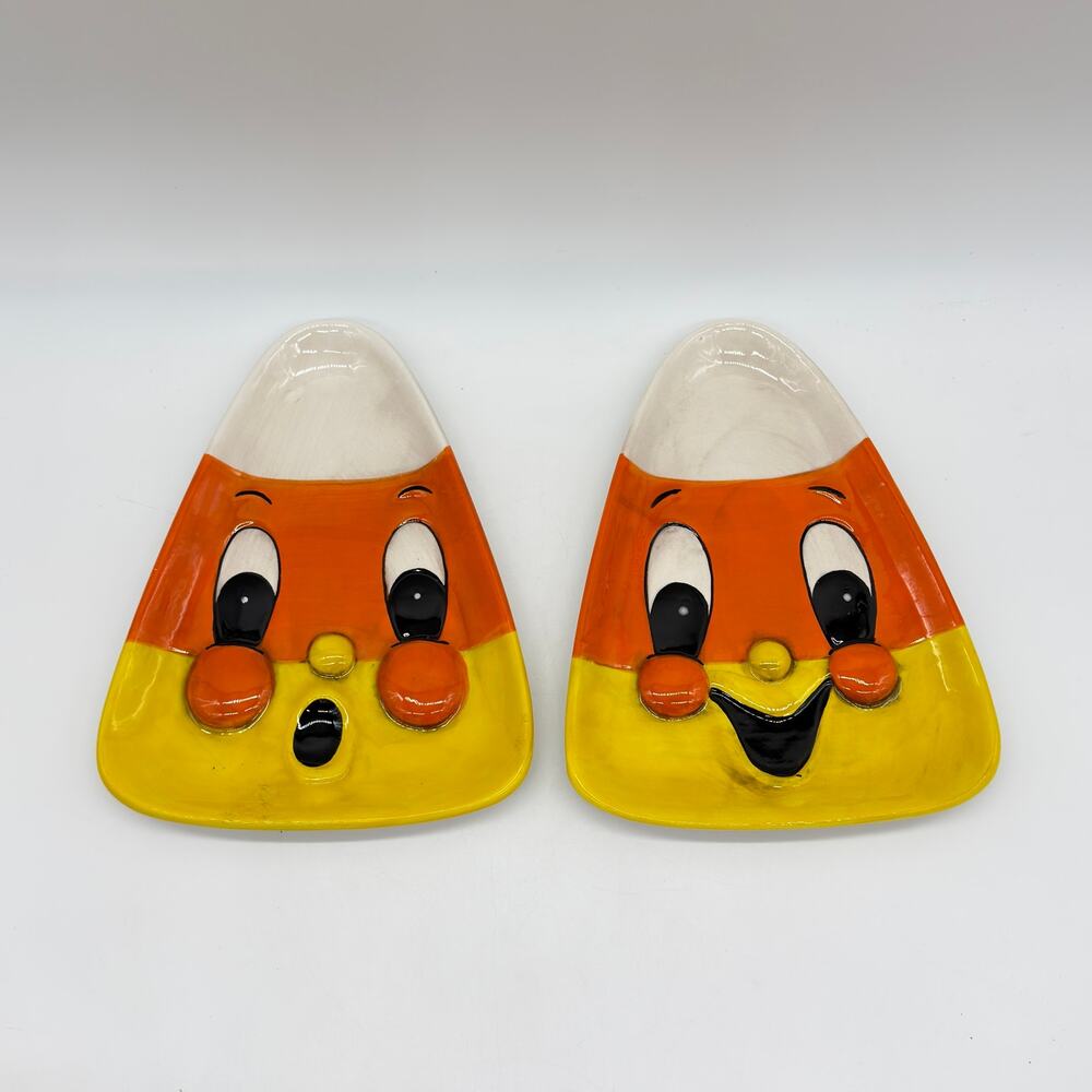 Johanna Parker Candy Corn Plate Set of 2 Transpac Halloween Discontinued NEW